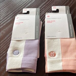 lululemon athletica Daily Essentials Ribbed Crew Socks — Lavender & Peach